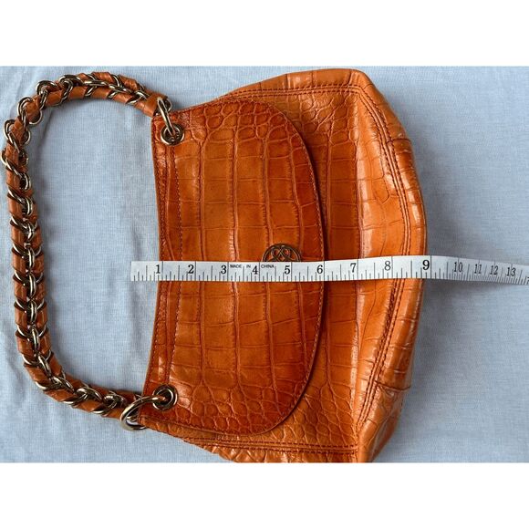 Antonio Melani Burnt Orange Crocodile Embossed 100% Leather Purse/Handbag - Picture 6 of 7